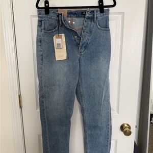 Thrills High-Rise Straight Leg Jeans in Light Blue Denim